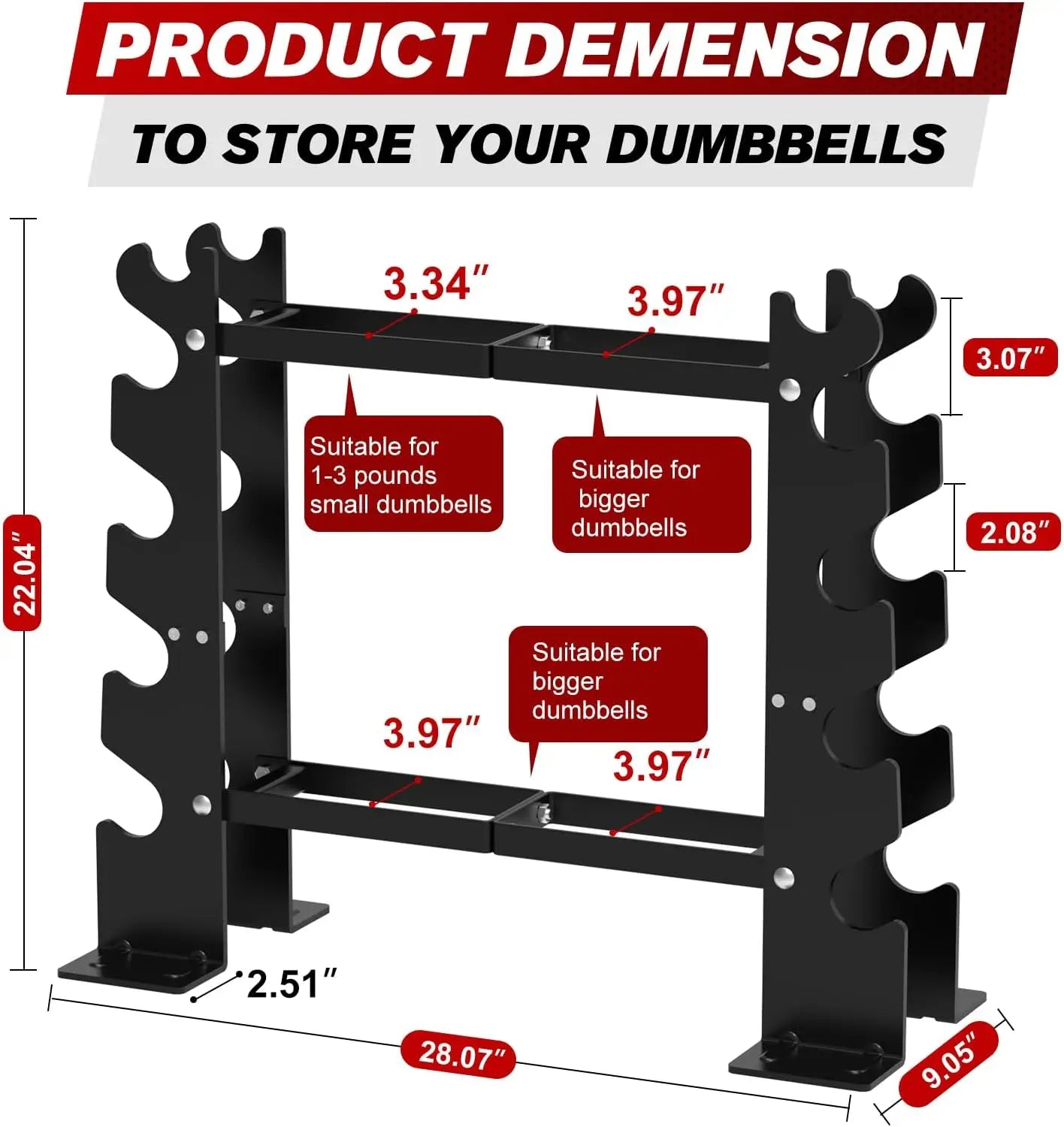 5-Tier Dumbbell Rack Stand For Home Gym Heavy Duty Steel