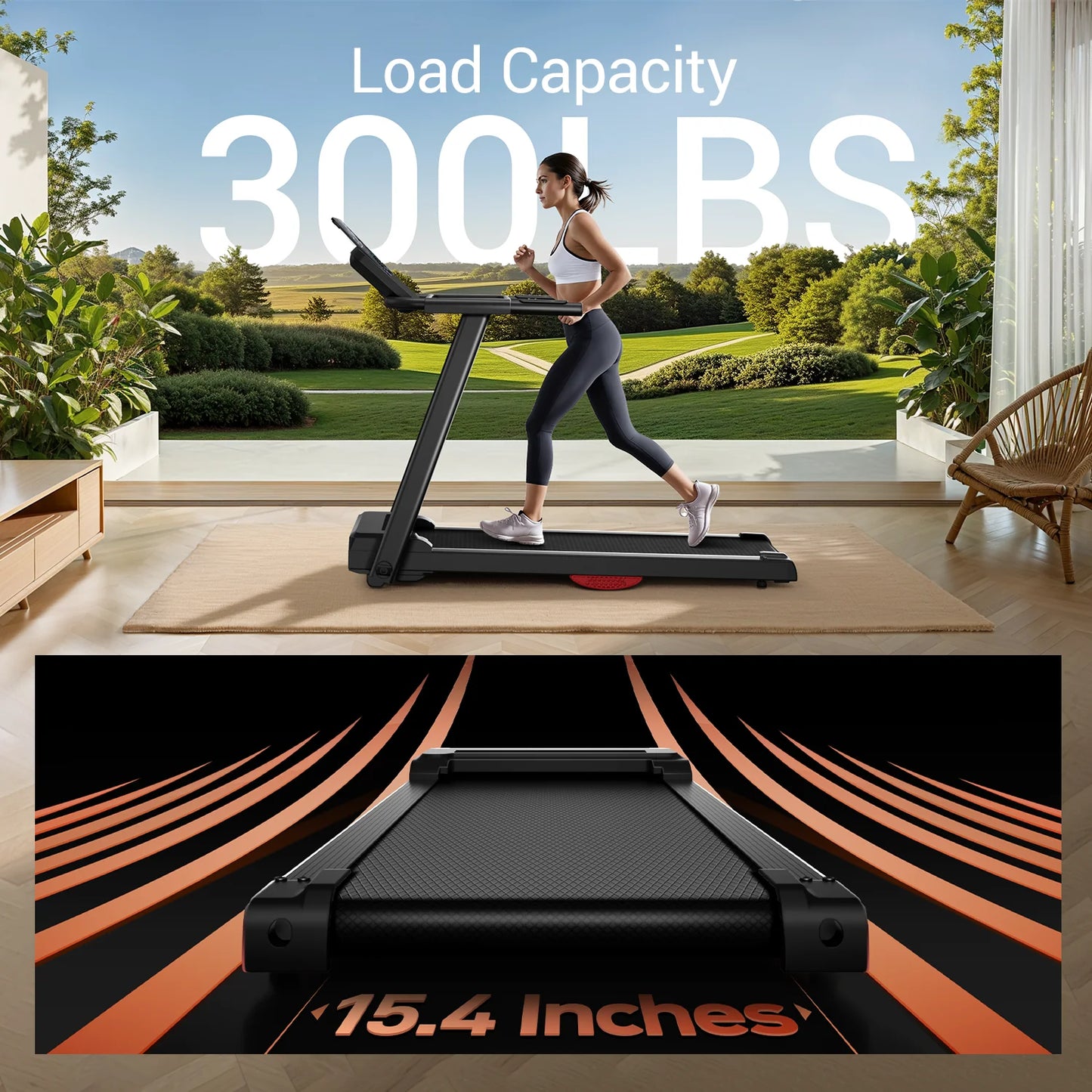 NONEDriving 3.0HP Brushless Foldable Home Treadmill HR Monitor