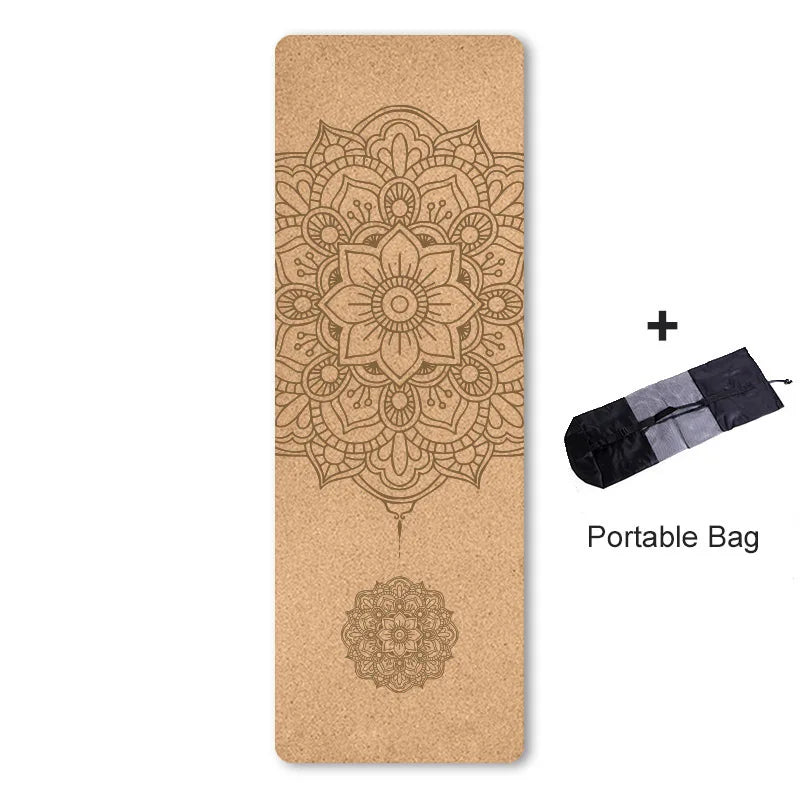 Penggue Natural Cork TPE Yoga Mat Non Slip Sweat Absorbing Pad With Bag