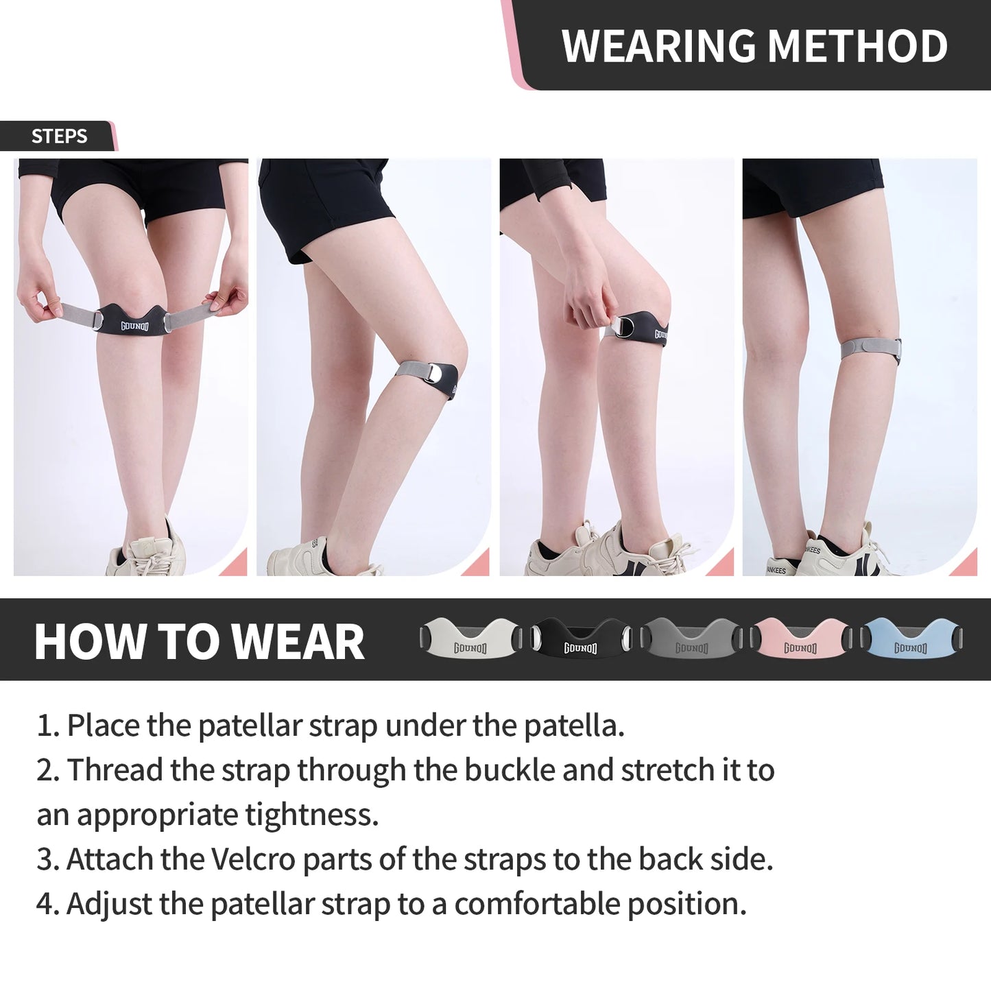 GOUNOD Patellar Tendon Support Strap Non Slip Knee Pain Relief