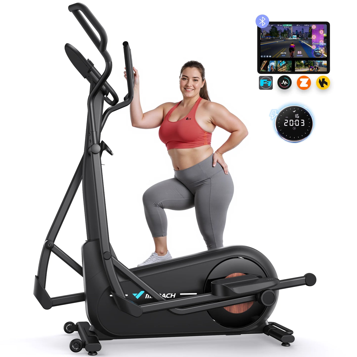 MERACH Elliptical Exercise Machine Hyper-Quiet Magnetic Drive 8 Resistance Levels