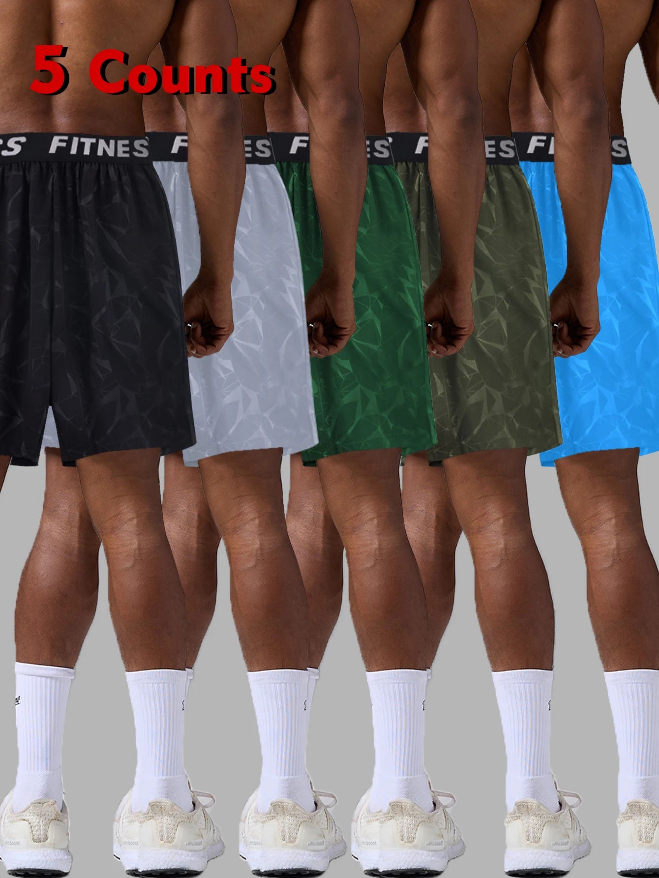 NONECN Quick-Dry Breathable Mens Athletic Shorts Geometric Print