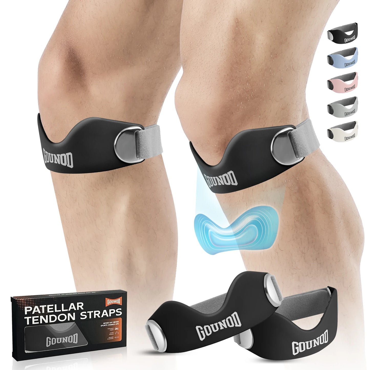 GOUNOD Patellar Tendon Support Strap Non Slip Knee Pain Relief