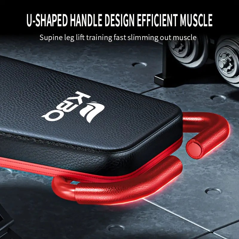 KBQ Adjustable Foldable Fitness Bench With Headrest And Tension Rope