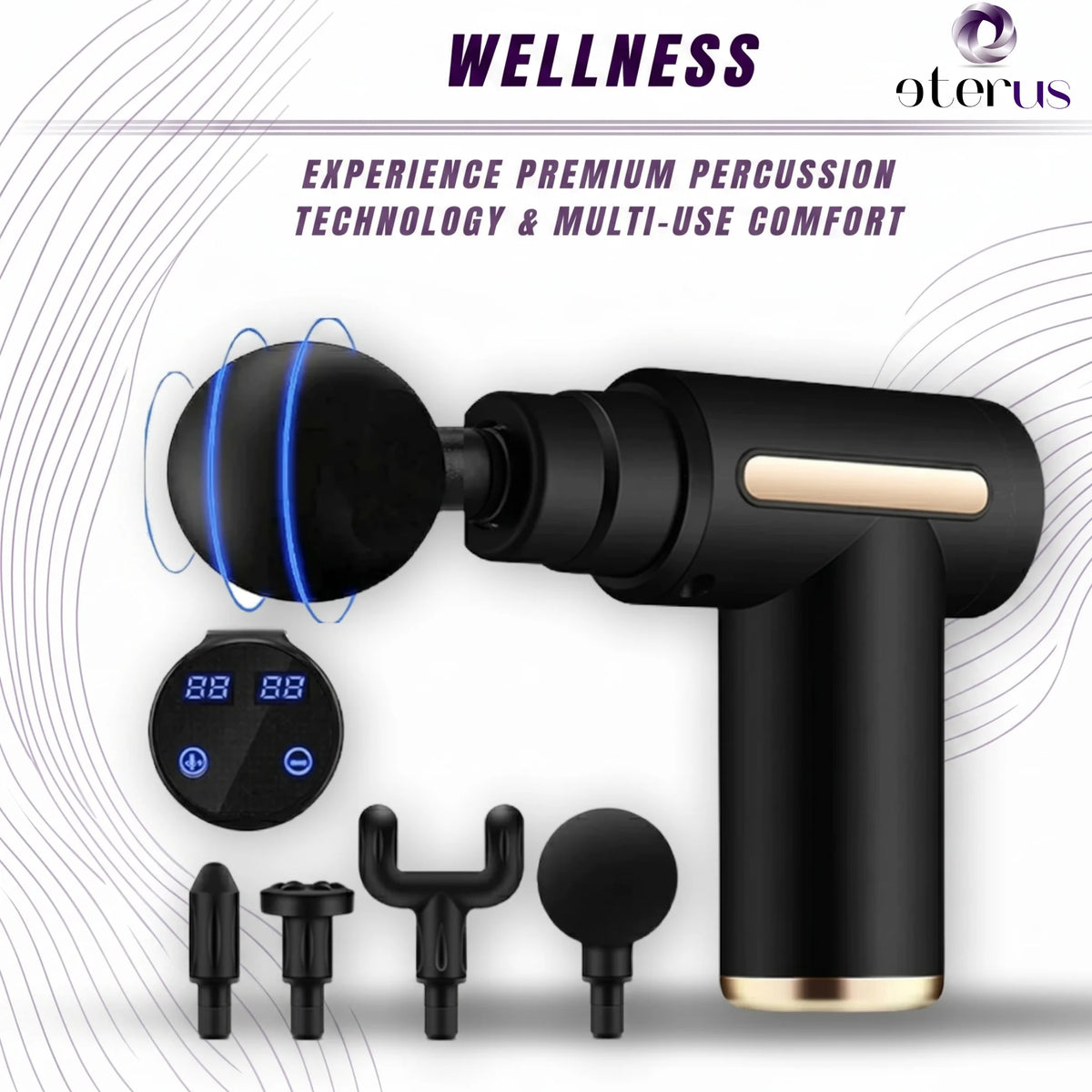 Eterus Portable Electric Percussion Massage Gun for Muscle Recovery