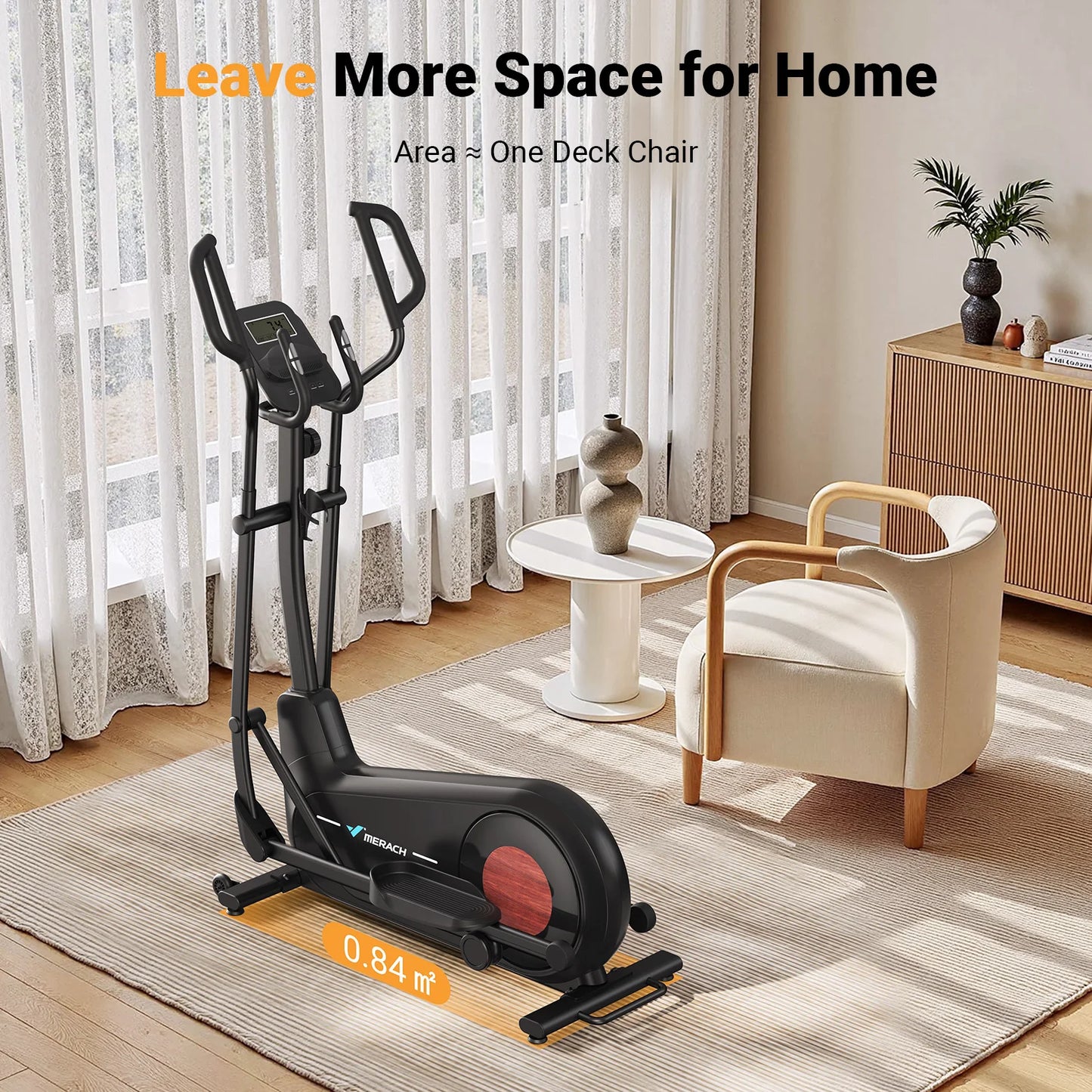 MERACH Elliptical Exercise Machine Hyper-Quiet Magnetic Drive 8 Resistance Levels