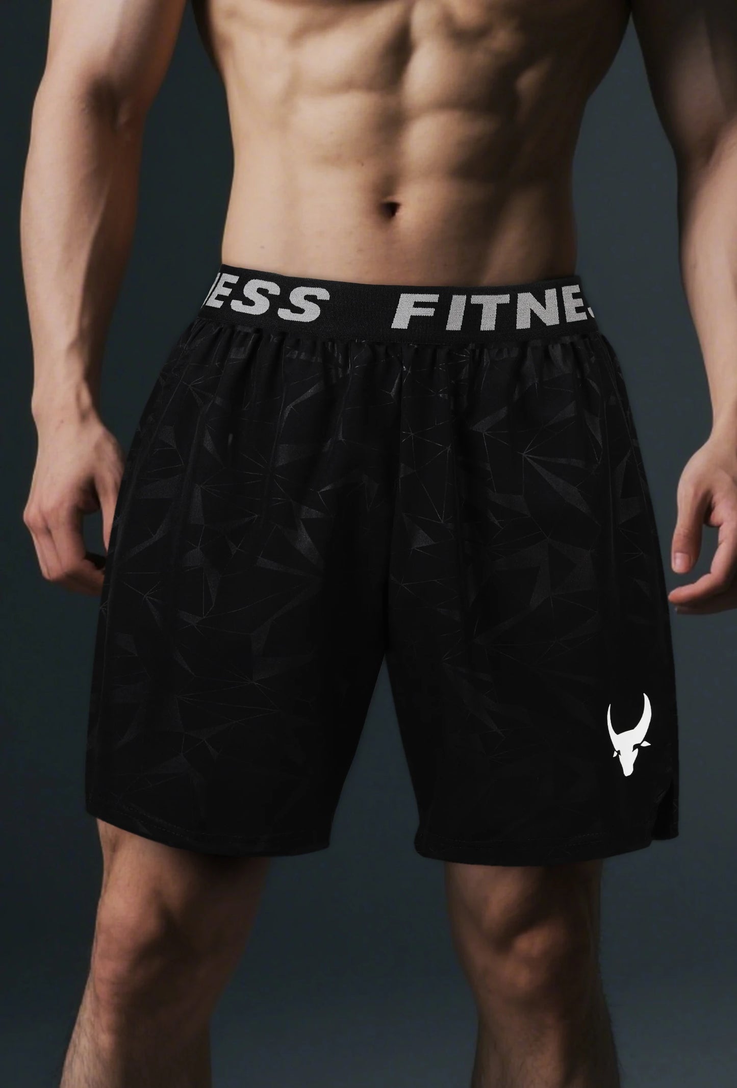 NONECN Quick-Dry Breathable Mens Athletic Shorts Geometric Print
