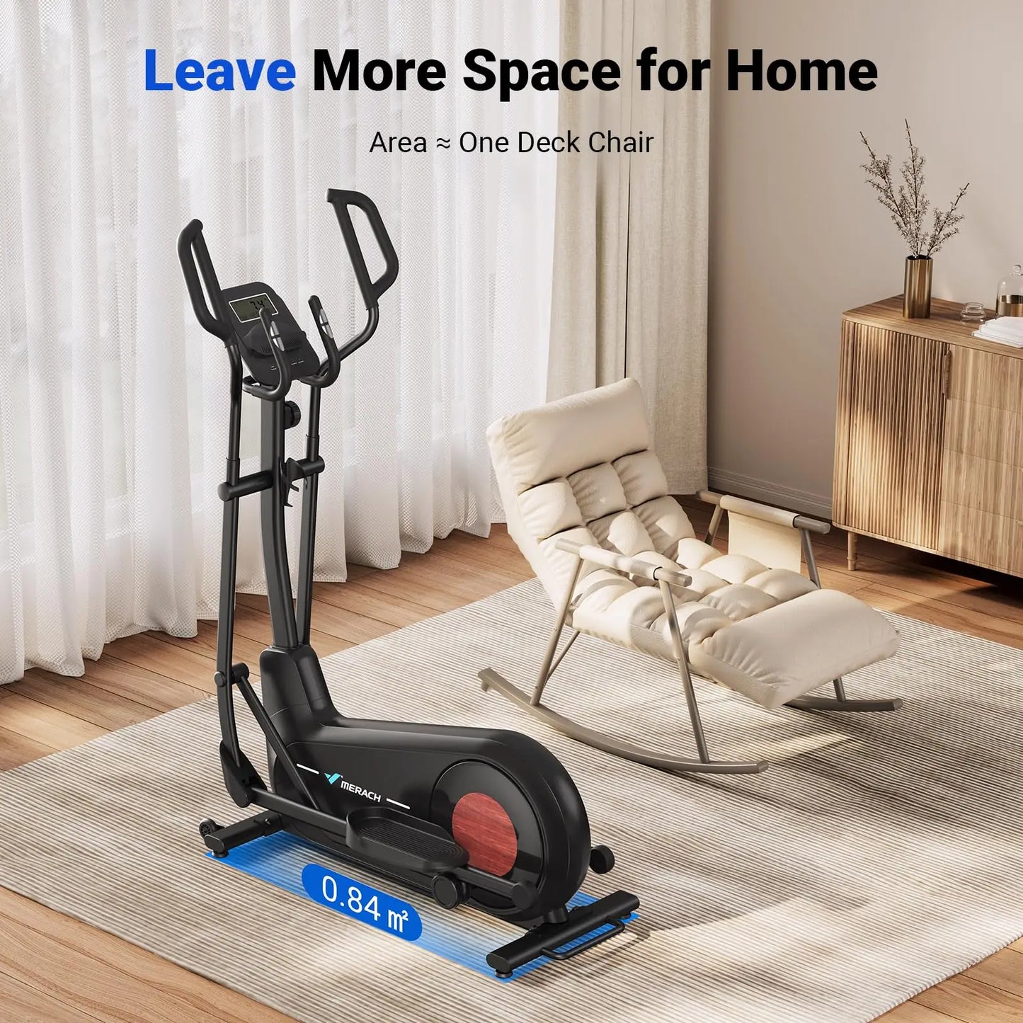 MERACH Elliptical Exercise Machine Hyper-Quiet Magnetic Drive 8 Resistance Levels