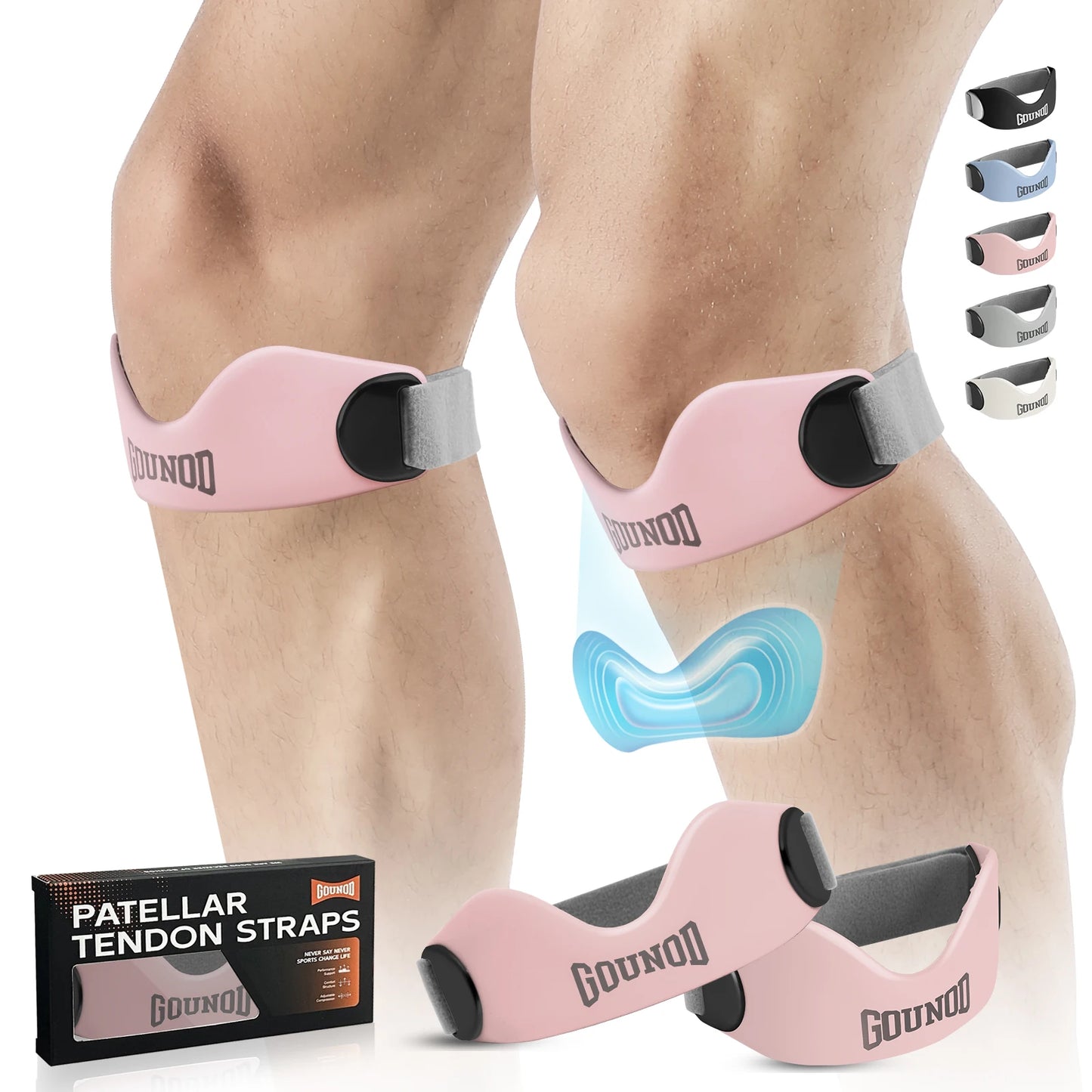 GOUNOD Patellar Tendon Support Strap Non Slip Knee Pain Relief