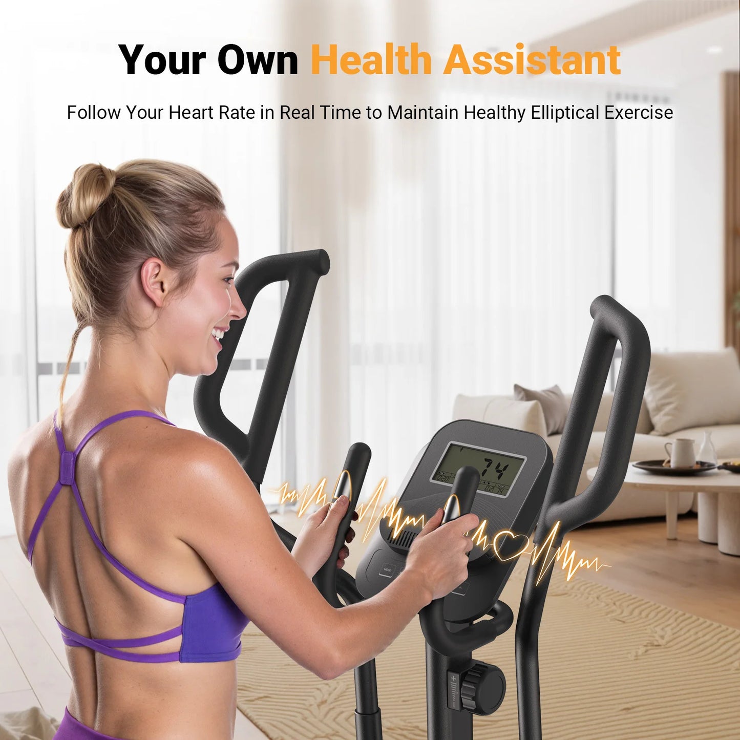 MERACH Elliptical Exercise Machine Hyper-Quiet Magnetic Drive 8 Resistance Levels