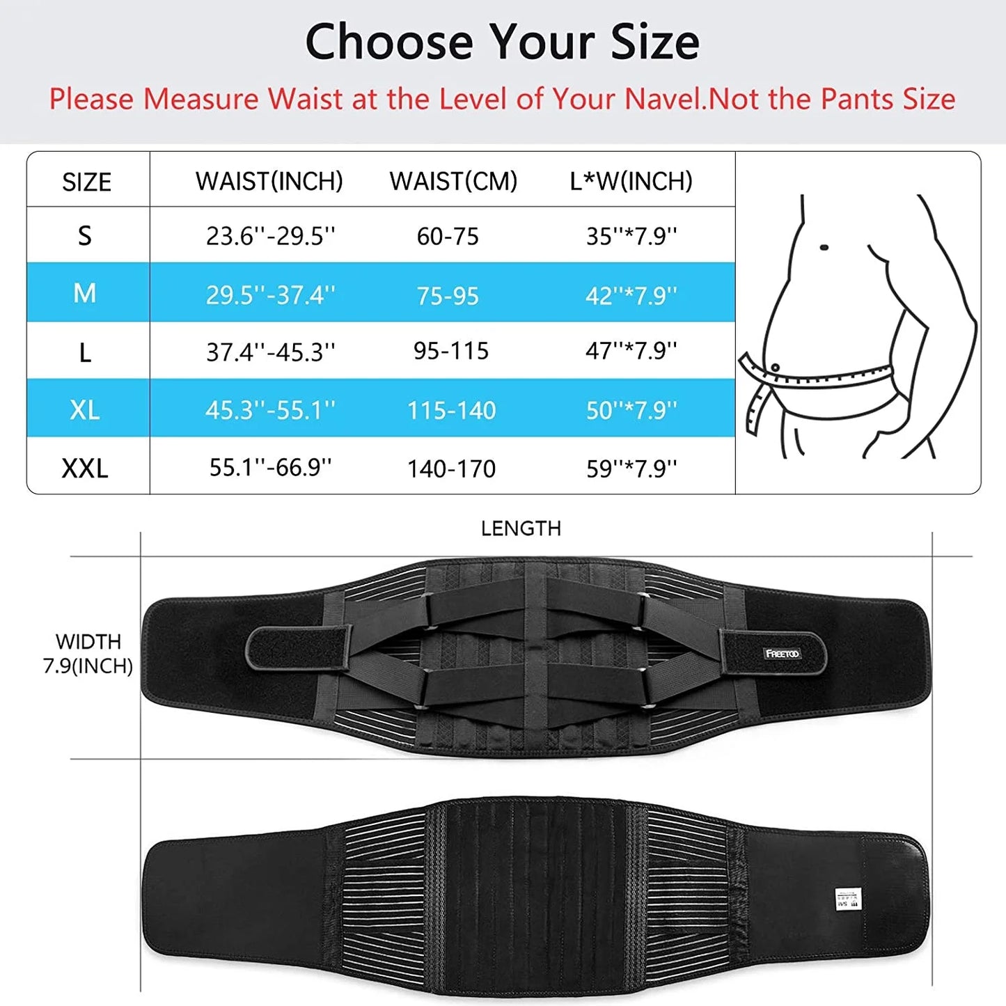 Okerqi Lower Back Brace With 6 Stays Orthopedic Lumbar Support