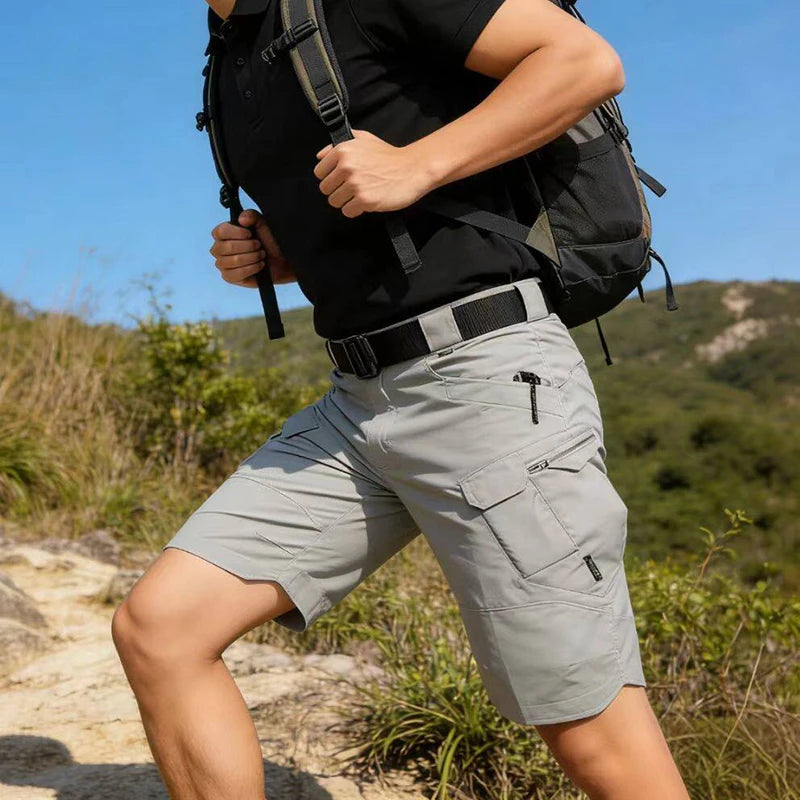 Mens Tactical Shorts 2Pcs Outdoor Climbing Multiple Pocket Casual Work Short Pant Summer Thin Wear-Resistant Knee Length Pant