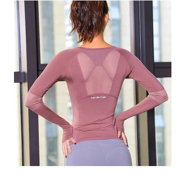 Women's Seamless Long Sleeve Gym Shirt For Yoga And Fitness
