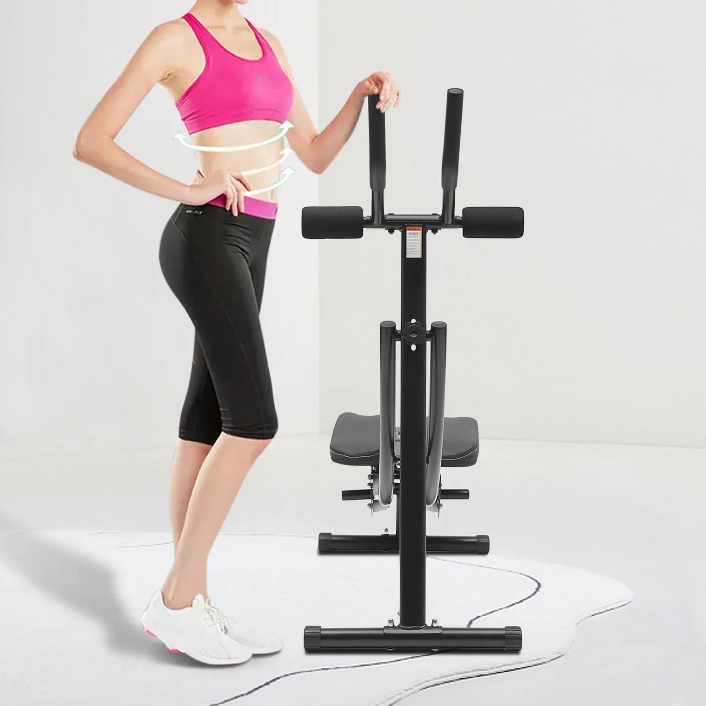 Abdominal Crunch Coaster Ab Trainer With LCD Monitor And Six Silent Rollers