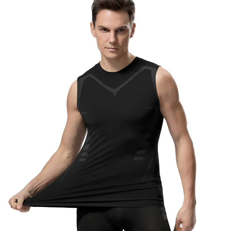 Compression Tank Top For Men Gym Sleeveless Quick Dry Sportswear