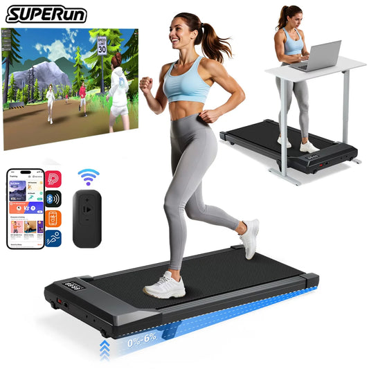 Superun Under Desk Treadmill Walking Pad 2 HP Quiet Remote