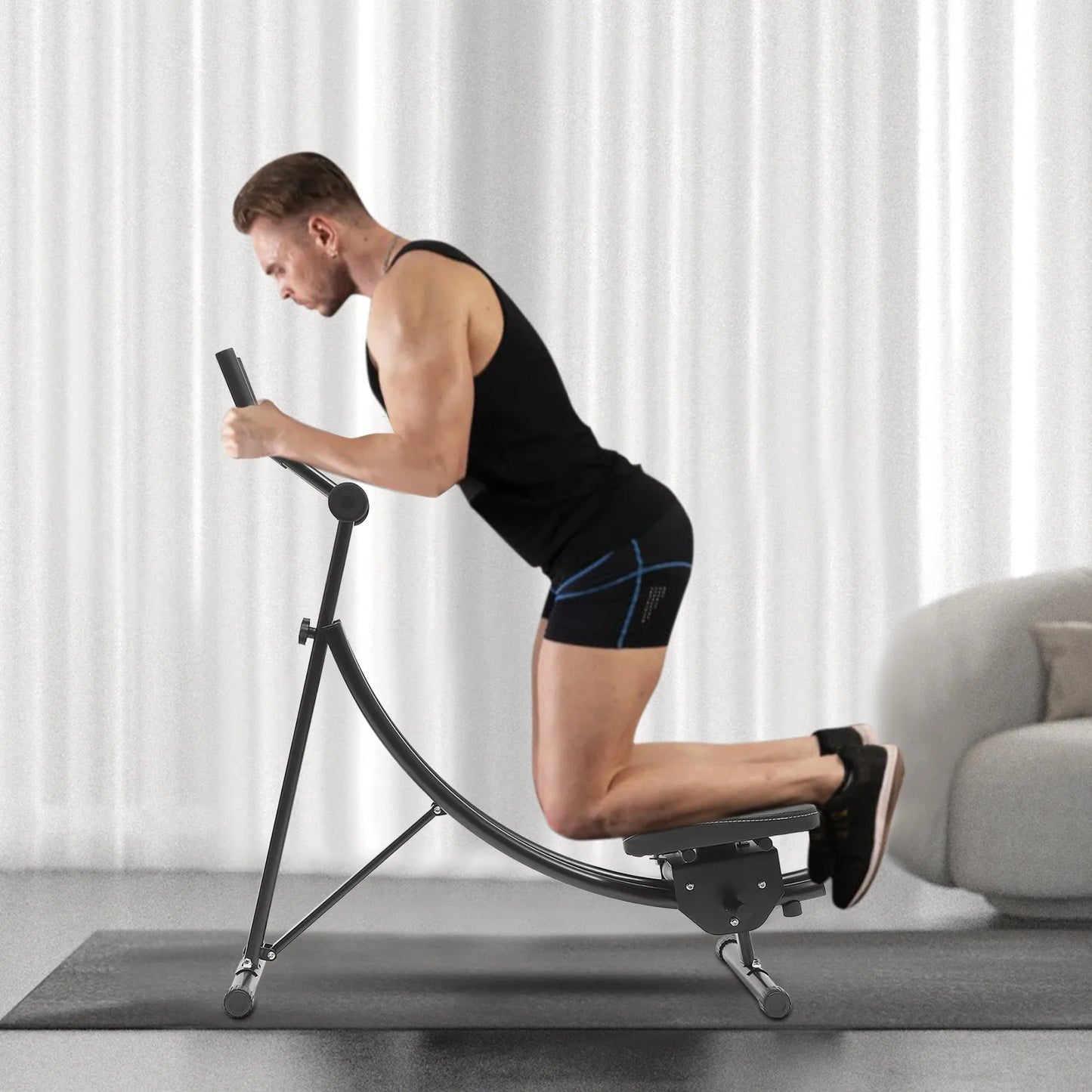 Abdominal Crunch Coaster Ab Trainer With LCD Monitor And Six Silent Rollers