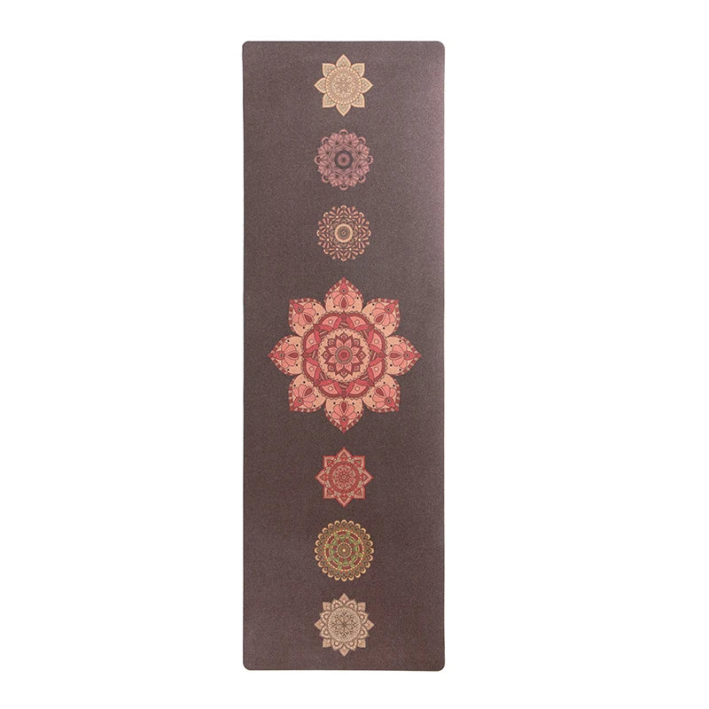 Combo Set Cork Yoga Mat Natural Rubber Seven Chakras