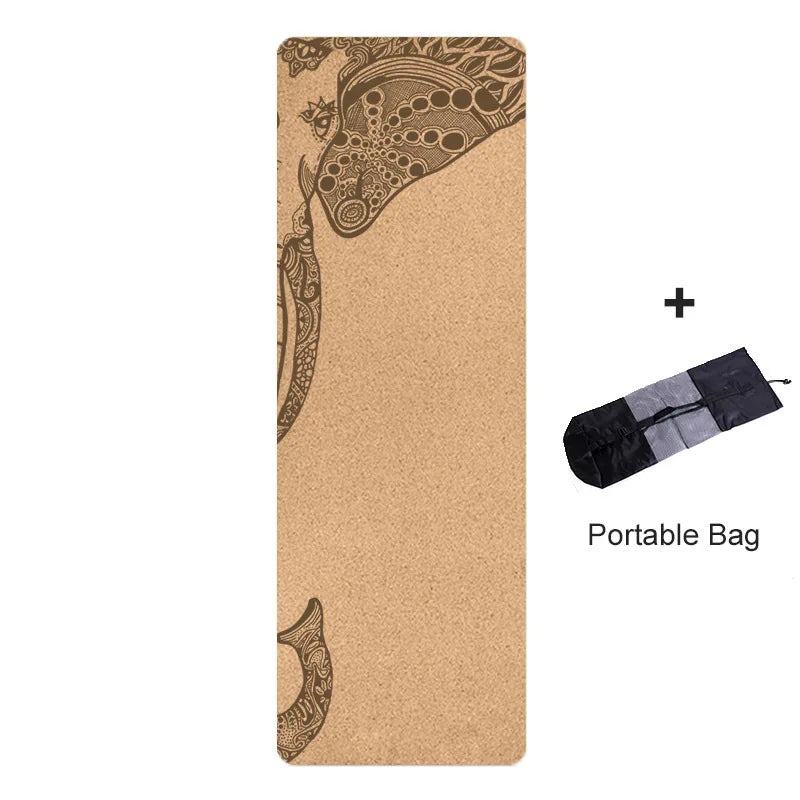 Penggue Natural Cork TPE Yoga Mat Non Slip Sweat Absorbing Pad With Bag