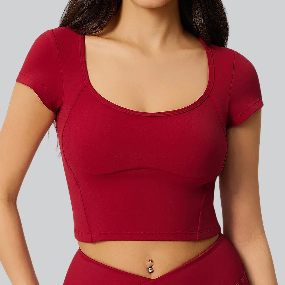 Women Sport T-shirt Yoga Top Fitness Clothes Quick Drying Short Sleeve Yoga Shirt Gym Crop Top Workout Running Sport Tees Tops