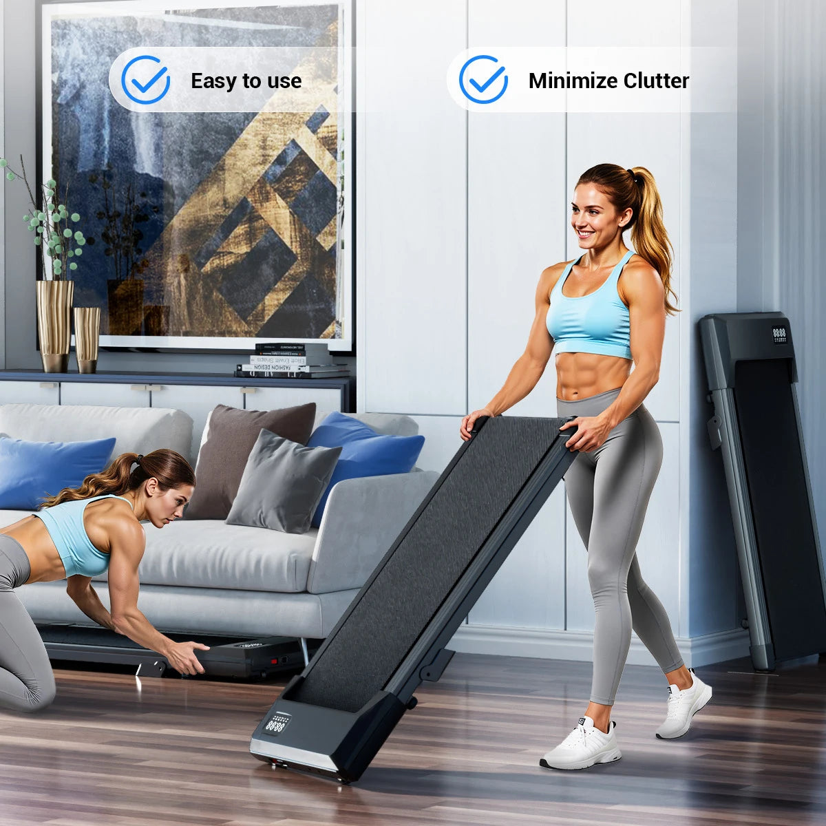 Superun Under Desk Treadmill Walking Pad 2 HP Quiet Remote