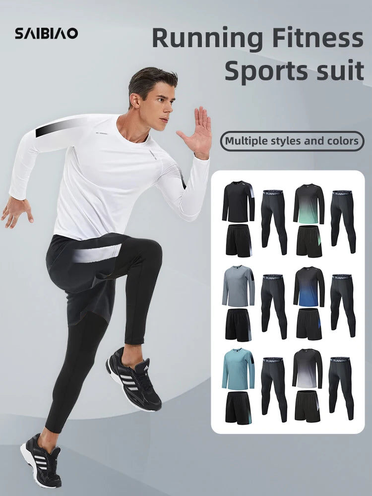 NONECN Men Compression Sportswear Tracksuit for Gym and Running