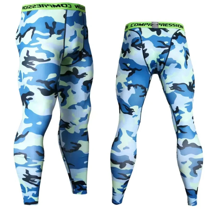 Camouflage Men's Running Compression Leggings Quick Dry Fitness Tights