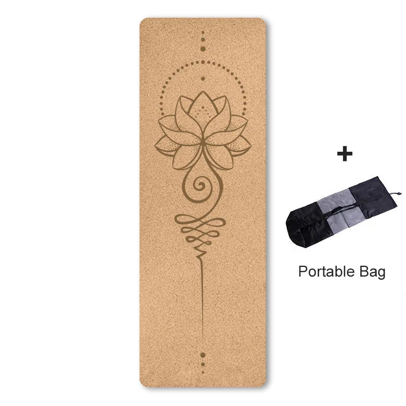 Penggue Natural Cork TPE Yoga Mat Non Slip Sweat Absorbing Pad With Bag