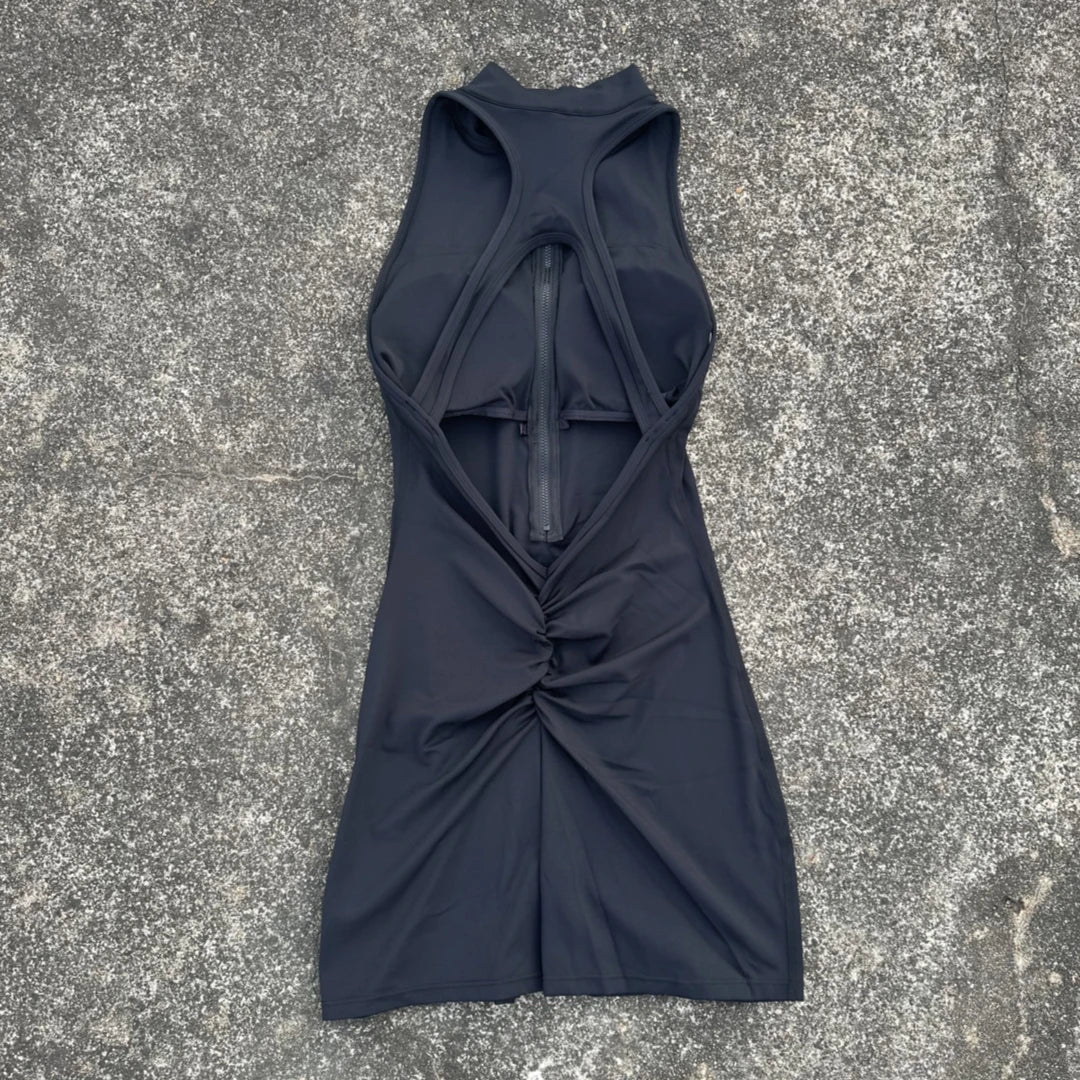 Womens Solid Scrunch Back Waist Yoga Jumpsuit Shorts Set