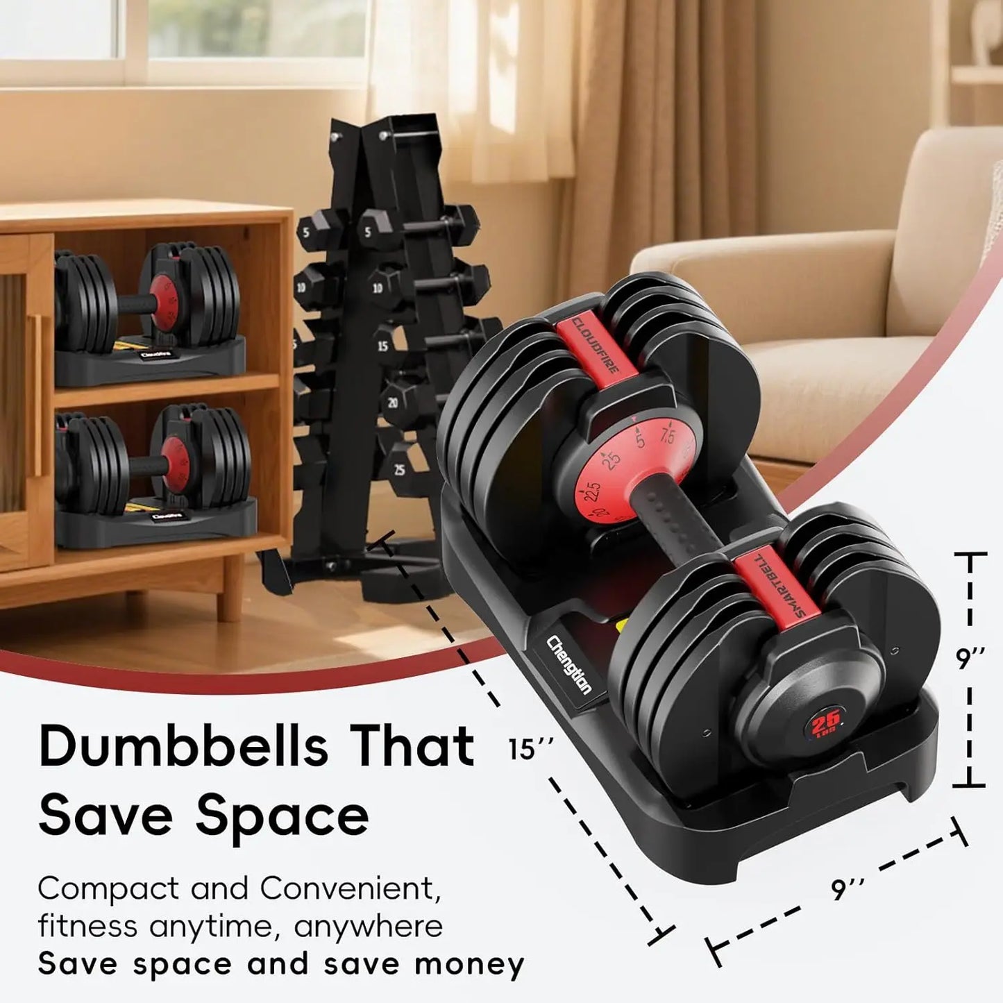 None Adjustable Dumbbell Set for Home Gym with Anti Slip