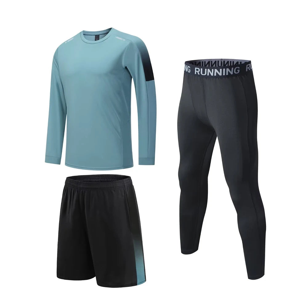 NONECN Men Compression Sportswear Tracksuit for Gym and Running
