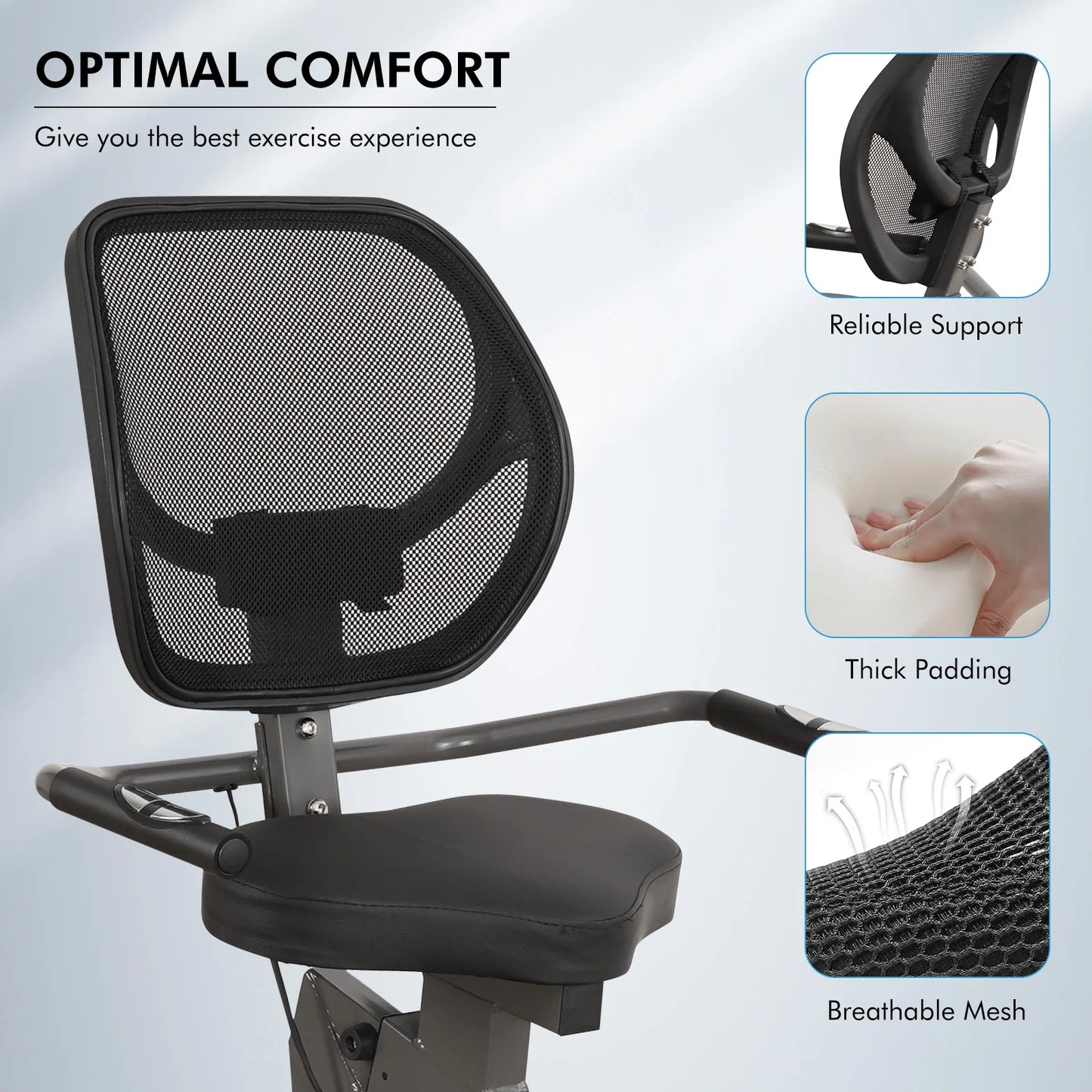 Recumbent Exercise Bike Quiet Eight Level Resistance With Comfortable Seat
