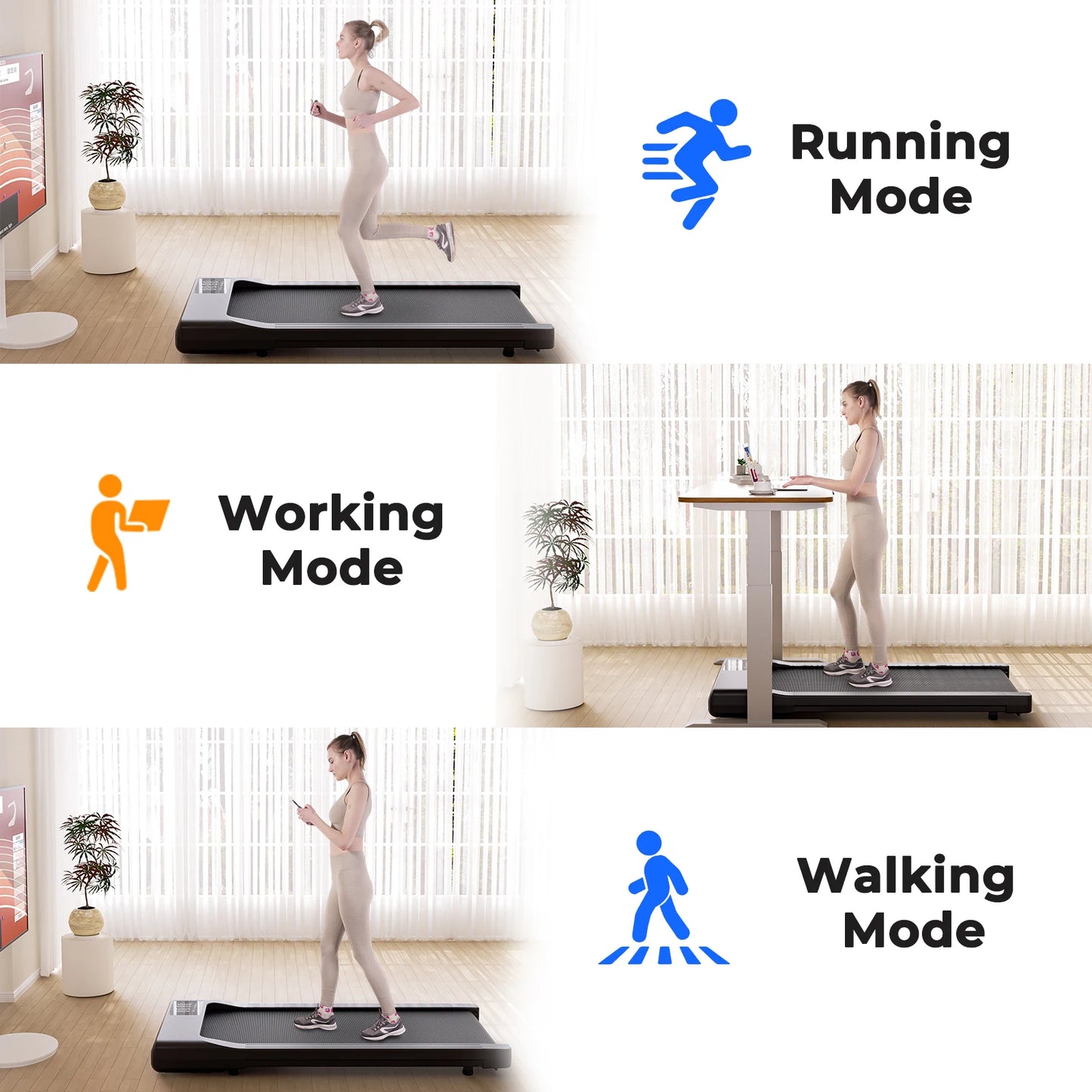 Superun 2in1 Treadmill For Home Office With Remote