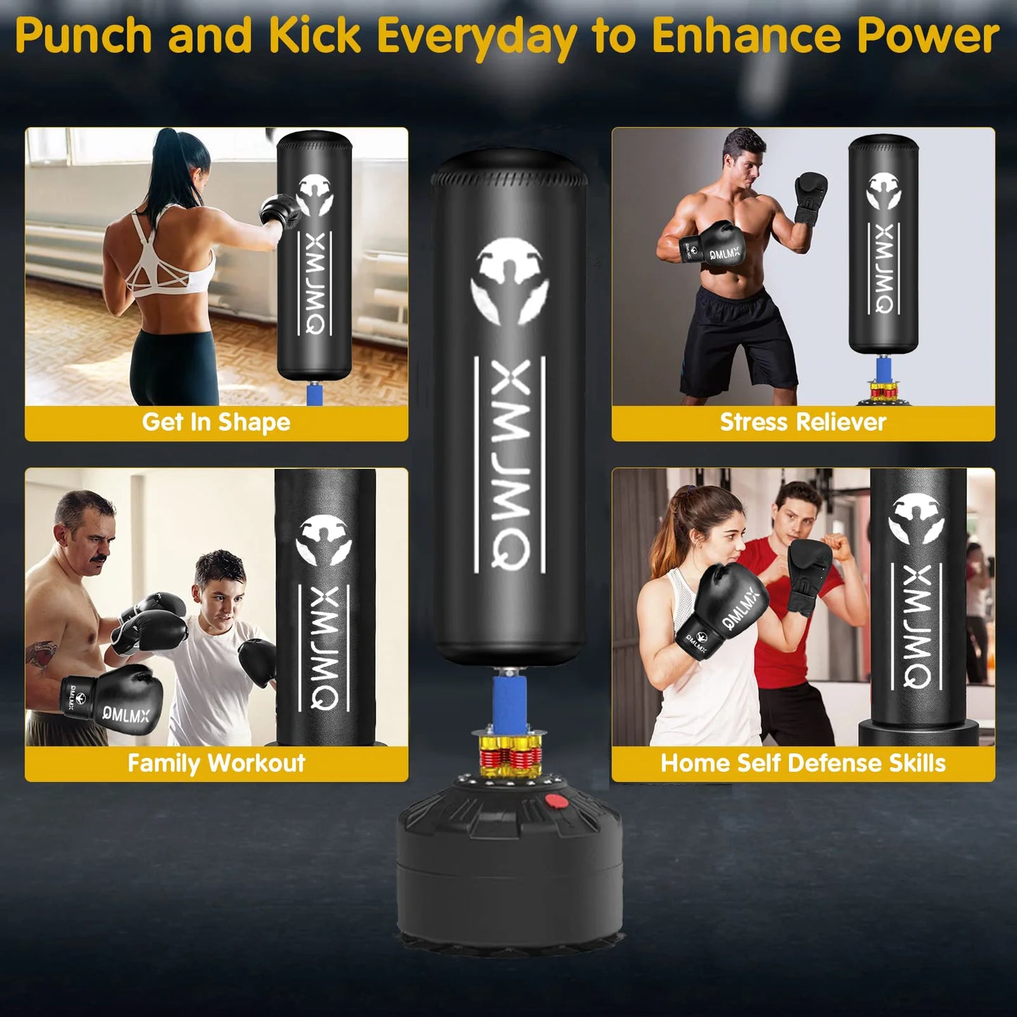 LEKARO Standing Boxing Post With Gloves And Sandbag
