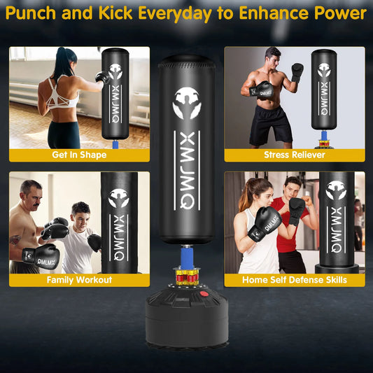 LEKARO Standing Boxing Post With Gloves And Sandbag