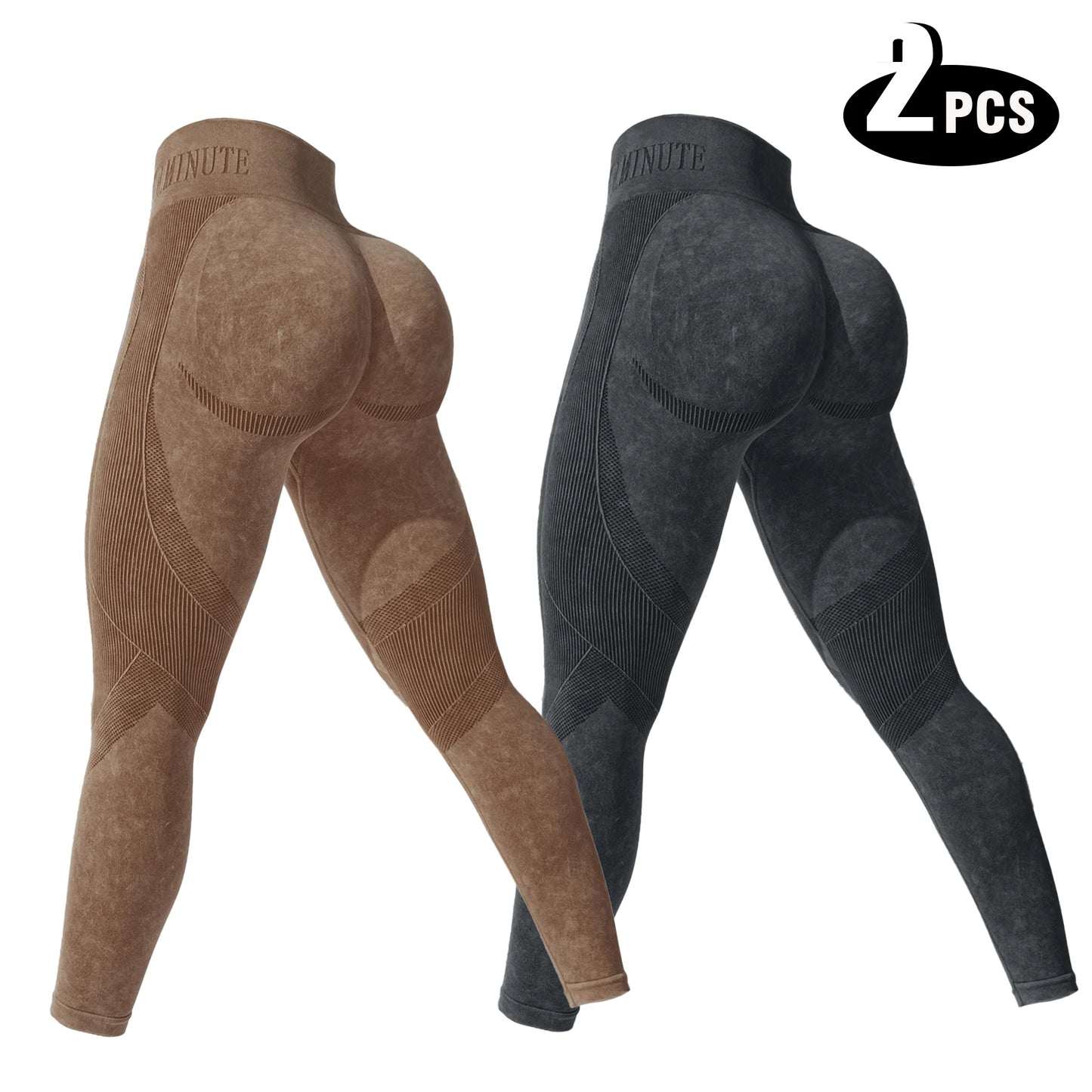 NONECN Womens High Waisted Butt Lifting Seamless Yoga Leggings Pack