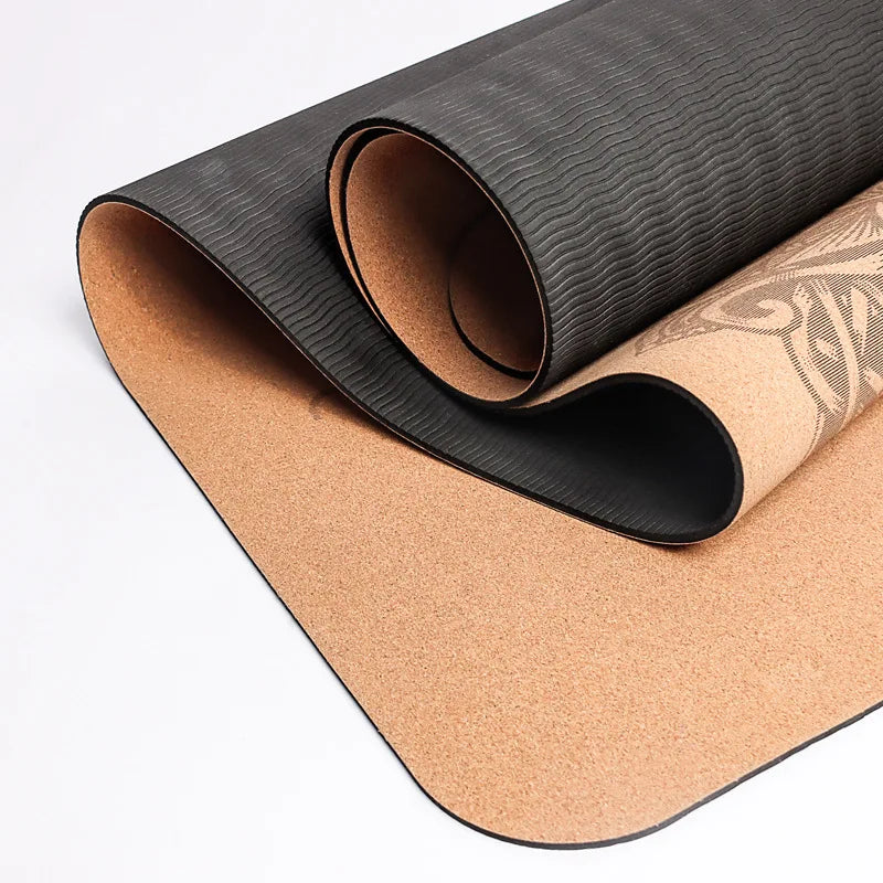 Penggue Natural Cork TPE Yoga Mat Non Slip Sweat Absorbing Pad With Bag