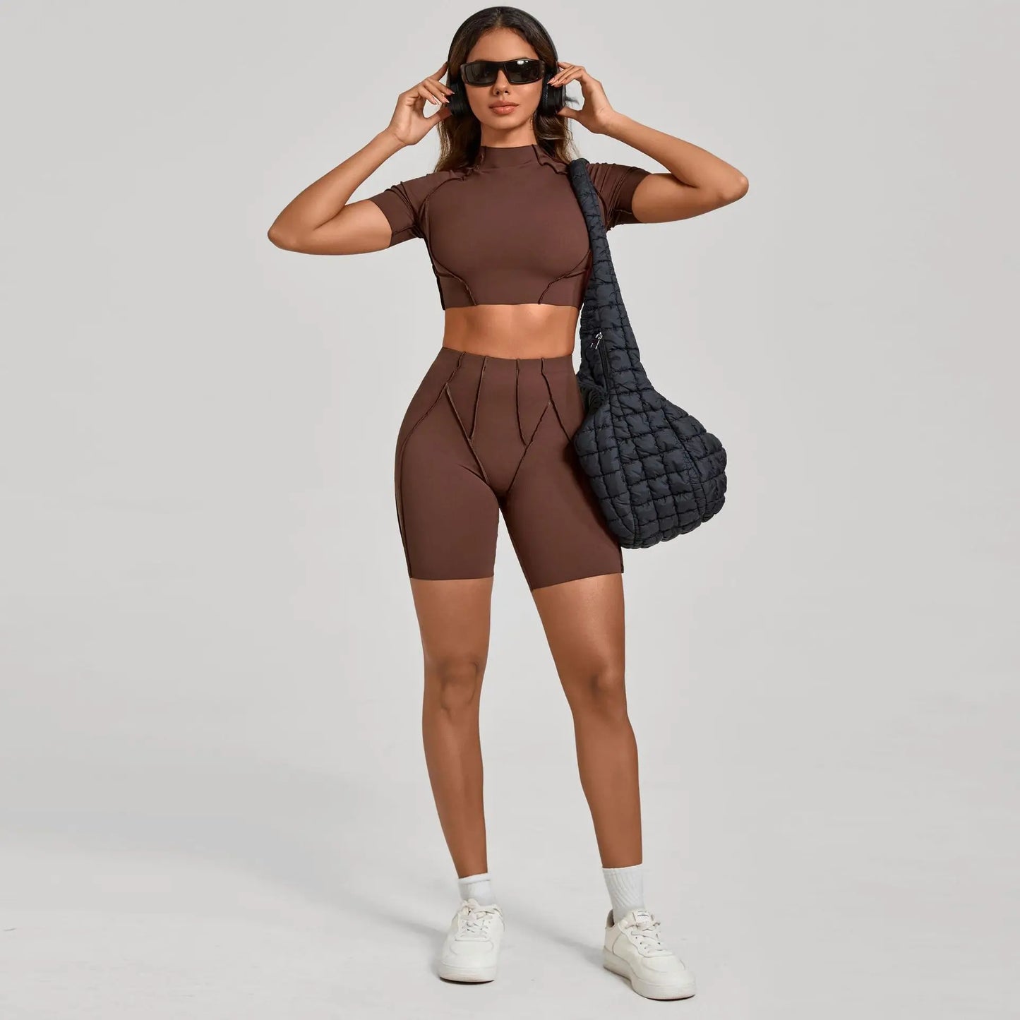 SVRNYX Seamless Yoga Set High Waist Leggings And Backless Bra