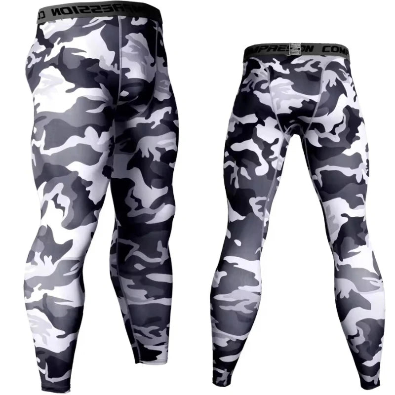 Camouflage Men's Running Compression Leggings Quick Dry Fitness Tights