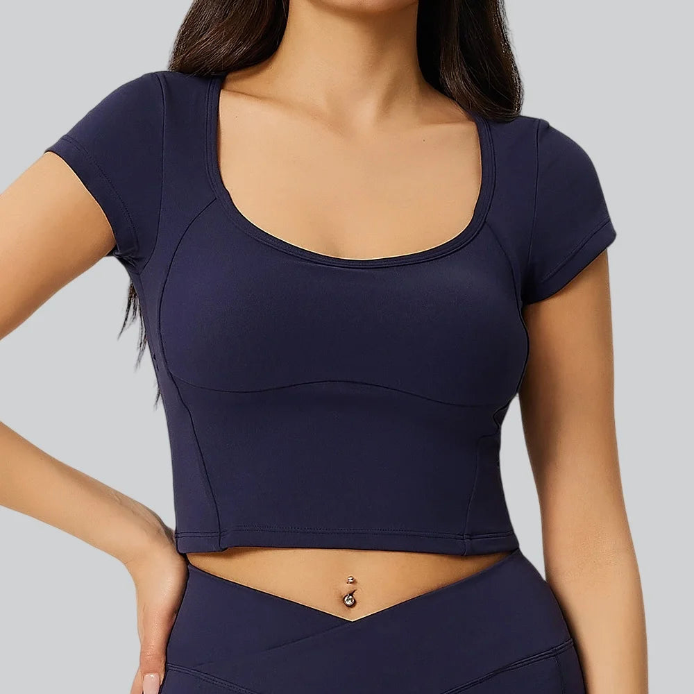 Women Sport T-shirt Yoga Top Fitness Clothes Quick Drying Short Sleeve Yoga Shirt Gym Crop Top Workout Running Sport Tees Tops