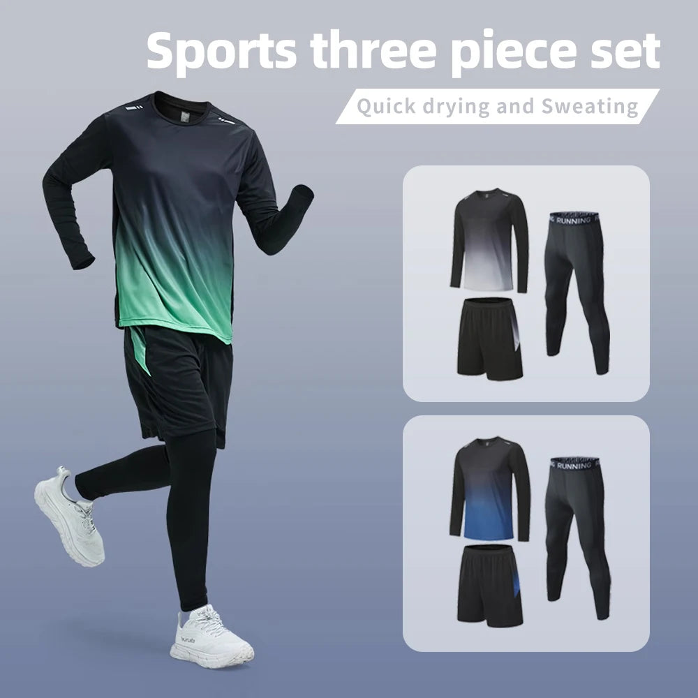 NONECN Men Compression Sportswear Tracksuit for Gym and Running