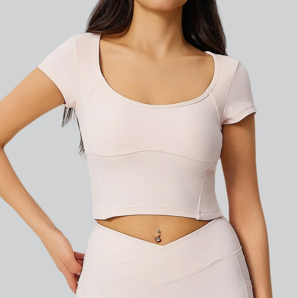 Women Sport T-shirt Yoga Top Fitness Clothes Quick Drying Short Sleeve Yoga Shirt Gym Crop Top Workout Running Sport Tees Tops