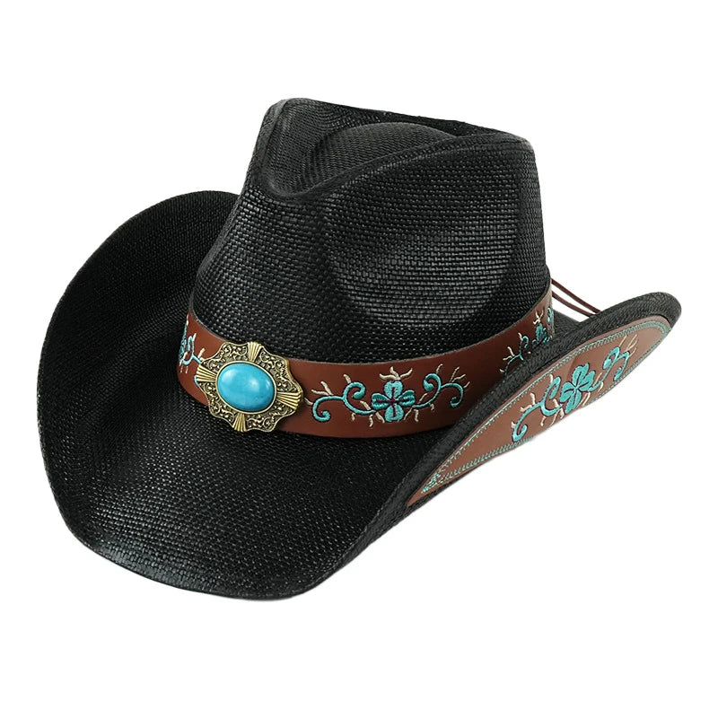 Outdoor New Classic American Flag Western Cowboy Hats Summer Women Sun Blocking Travel Cap Men Wide Brim Beach Party Fishing Hat