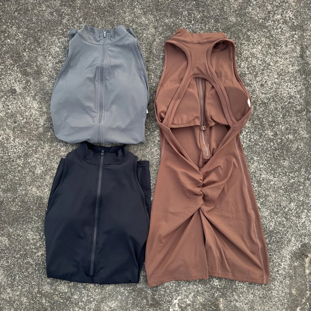 Womens Solid Scrunch Back Waist Yoga Jumpsuit Shorts Set