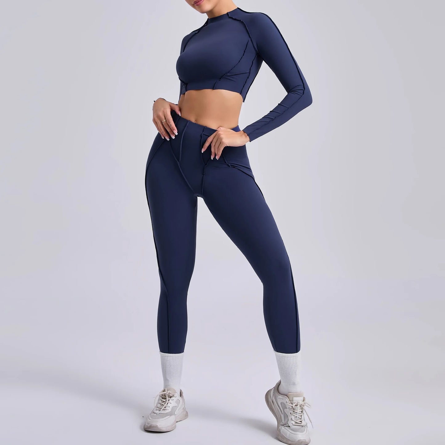 SVRNYX Seamless Yoga Set High Waist Leggings And Backless Bra