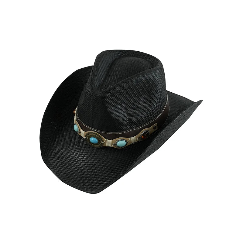 Outdoor New Classic American Flag Western Cowboy Hats Summer Women Sun Blocking Travel Cap Men Wide Brim Beach Party Fishing Hat