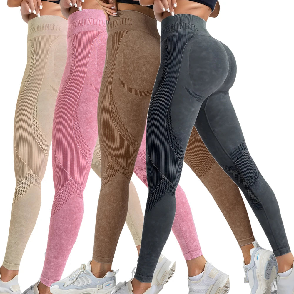 NONECN Womens High Waisted Butt Lifting Seamless Yoga Leggings Pack