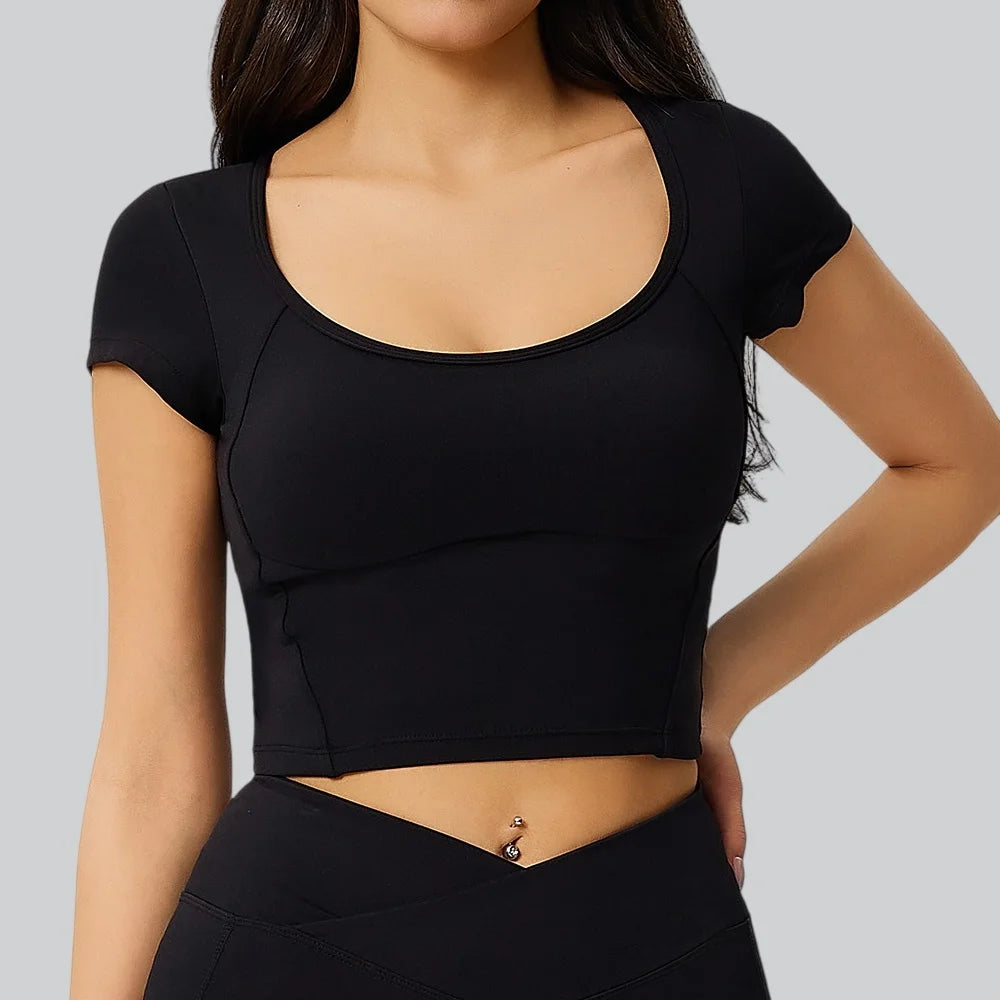 Women Sport T-shirt Yoga Top Fitness Clothes Quick Drying Short Sleeve Yoga Shirt Gym Crop Top Workout Running Sport Tees Tops
