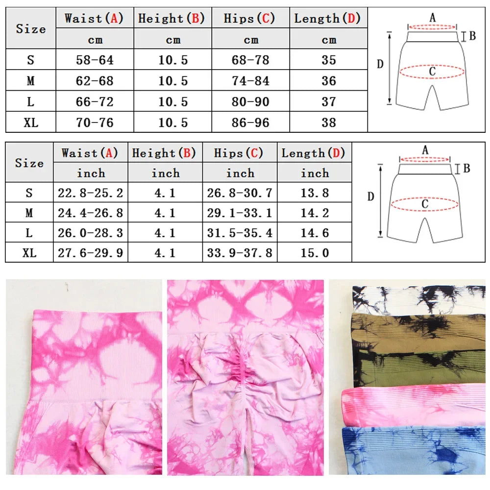 Tie-Dye Yoga Shorts For Women High Elastic Gym Running Fitness