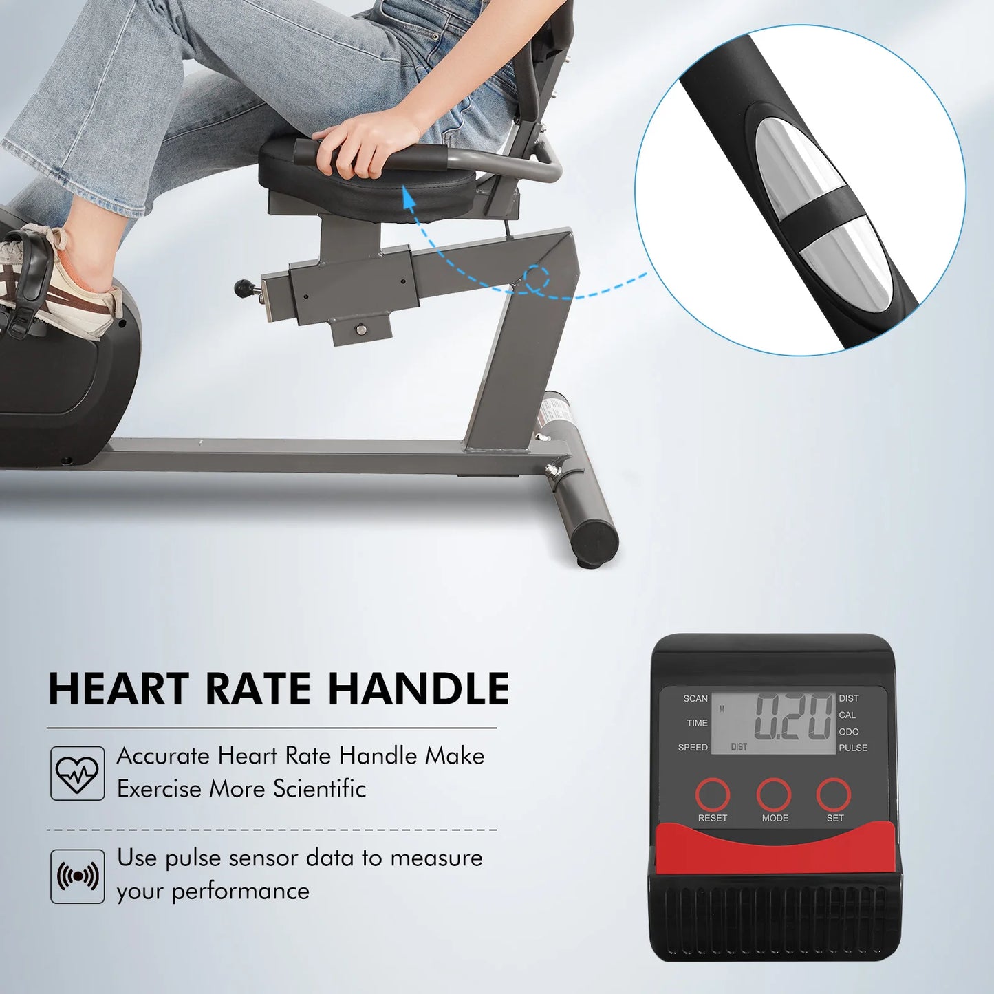 Recumbent Exercise Bike Quiet Eight Level Resistance With Comfortable Seat